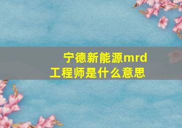 宁德新能源mrd工程师是什么意思