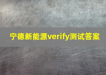 宁德新能源verify测试答案