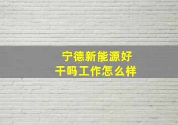 宁德新能源好干吗工作怎么样