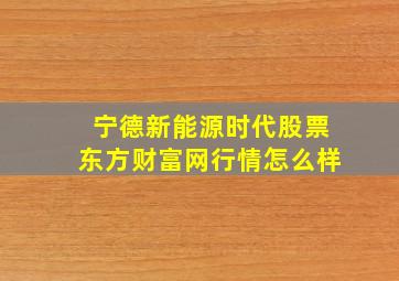 宁德新能源时代股票东方财富网行情怎么样