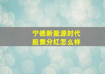 宁德新能源时代股票分红怎么样