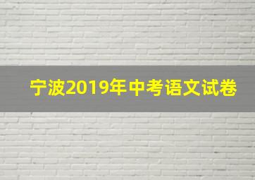 宁波2019年中考语文试卷