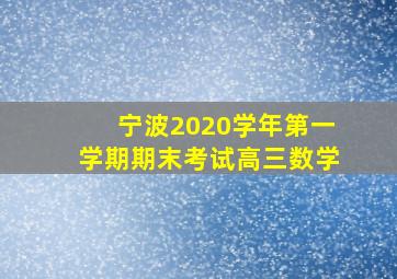 宁波2020学年第一学期期末考试高三数学