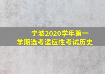 宁波2020学年第一学期选考适应性考试历史