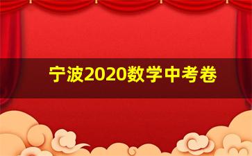 宁波2020数学中考卷