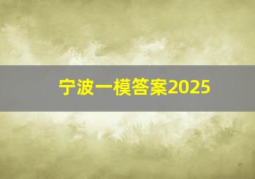 宁波一模答案2025