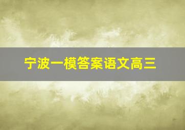 宁波一模答案语文高三