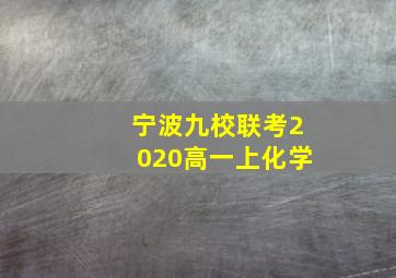 宁波九校联考2020高一上化学