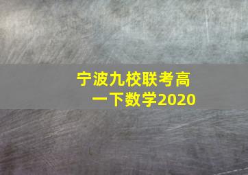 宁波九校联考高一下数学2020