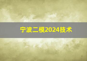 宁波二模2024技术