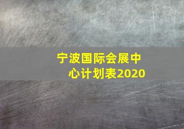 宁波国际会展中心计划表2020