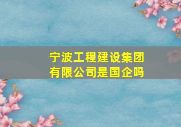 宁波工程建设集团有限公司是国企吗