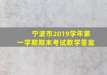 宁波市2019学年第一学期期末考试数学答案