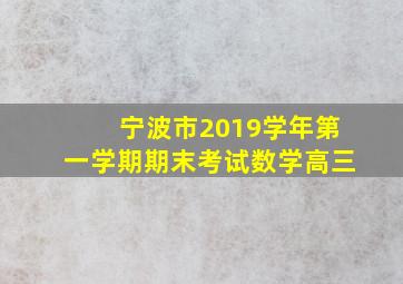 宁波市2019学年第一学期期末考试数学高三