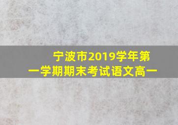 宁波市2019学年第一学期期末考试语文高一