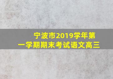 宁波市2019学年第一学期期末考试语文高三