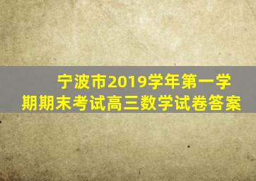 宁波市2019学年第一学期期末考试高三数学试卷答案