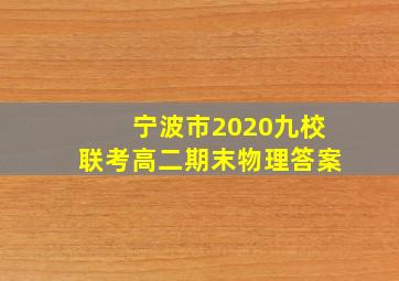 宁波市2020九校联考高二期末物理答案