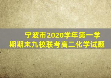 宁波市2020学年第一学期期末九校联考高二化学试题