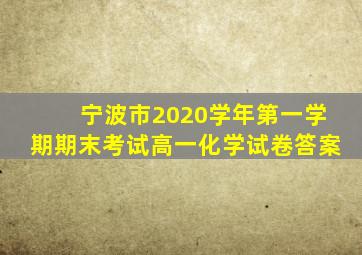 宁波市2020学年第一学期期末考试高一化学试卷答案