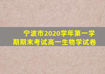 宁波市2020学年第一学期期末考试高一生物学试卷