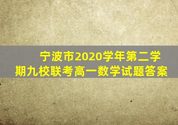 宁波市2020学年第二学期九校联考高一数学试题答案