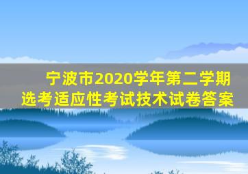 宁波市2020学年第二学期选考适应性考试技术试卷答案