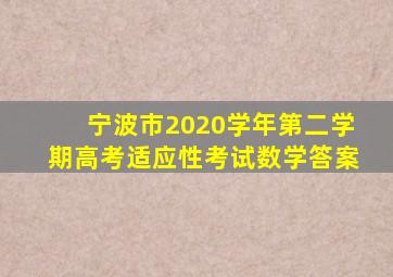 宁波市2020学年第二学期高考适应性考试数学答案