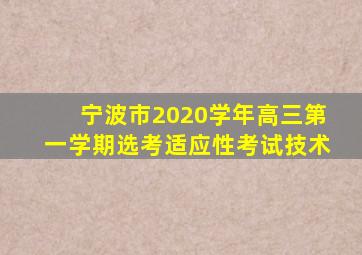 宁波市2020学年高三第一学期选考适应性考试技术