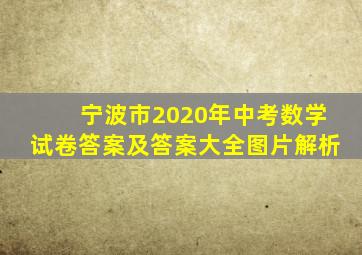 宁波市2020年中考数学试卷答案及答案大全图片解析