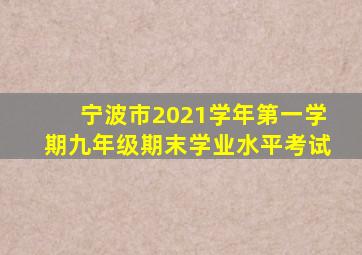 宁波市2021学年第一学期九年级期末学业水平考试