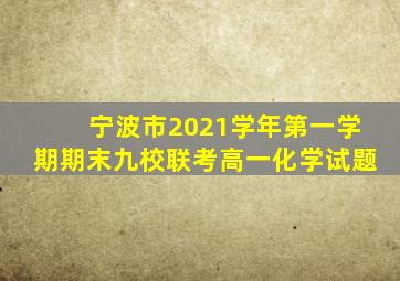 宁波市2021学年第一学期期末九校联考高一化学试题