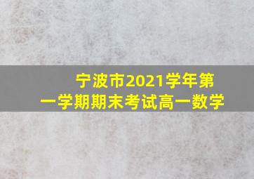 宁波市2021学年第一学期期末考试高一数学