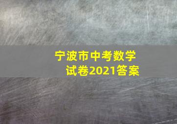 宁波市中考数学试卷2021答案