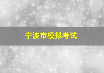 宁波市模拟考试