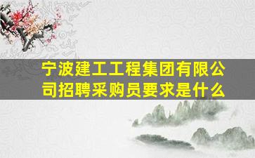 宁波建工工程集团有限公司招聘采购员要求是什么