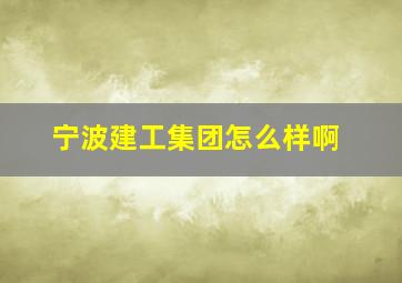 宁波建工集团怎么样啊