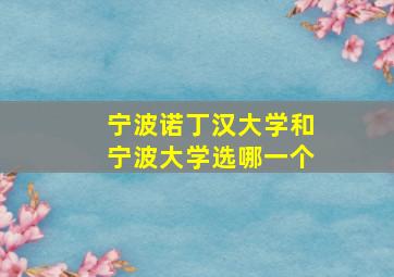 宁波诺丁汉大学和宁波大学选哪一个