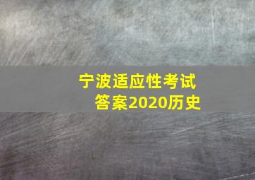 宁波适应性考试答案2020历史