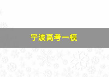 宁波高考一模