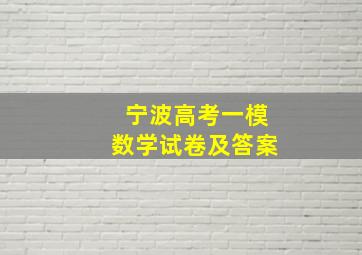 宁波高考一模数学试卷及答案