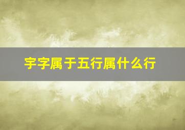 宇字属于五行属什么行