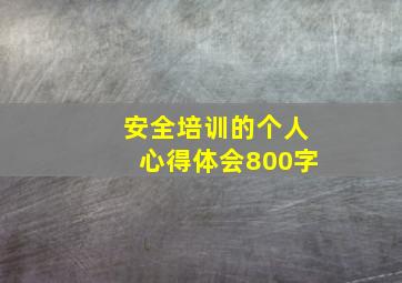 安全培训的个人心得体会800字