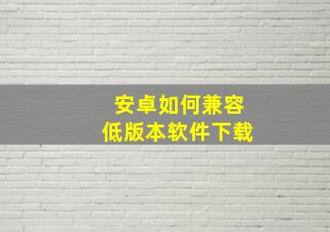 安卓如何兼容低版本软件下载