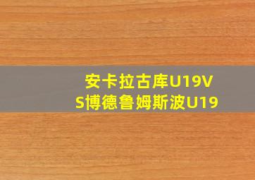 安卡拉古库U19VS博德鲁姆斯波U19