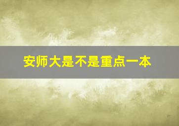 安师大是不是重点一本