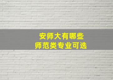 安师大有哪些师范类专业可选