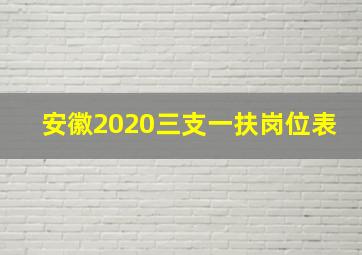 安徽2020三支一扶岗位表