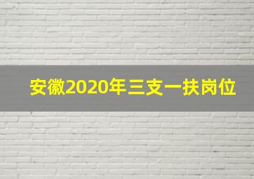 安徽2020年三支一扶岗位