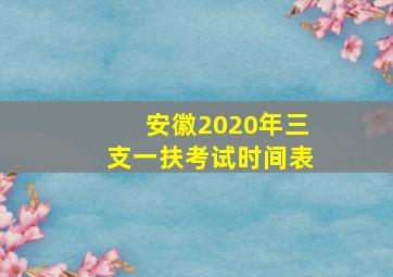 安徽2020年三支一扶考试时间表